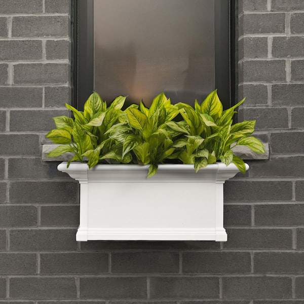 Yorkshire 24 in. x 12 in. Self Watering White Vinyl Window Box