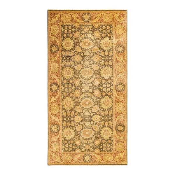 Mogul Green 6 ft. x 12 ft. Oriental Wool Indoor Runner Rug