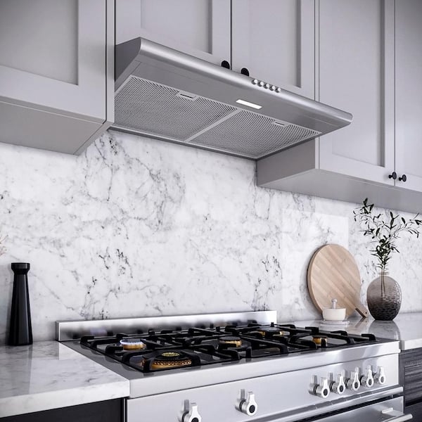 30 in. Moncalieri Ductless Under Cabinet Range Hood in Brushed Stainless Steel,Mesh Filter,Push Button Control,LED Light