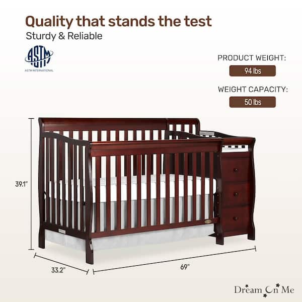 Dream On Cherry Crib With Attached Changing Table Dream On Me In