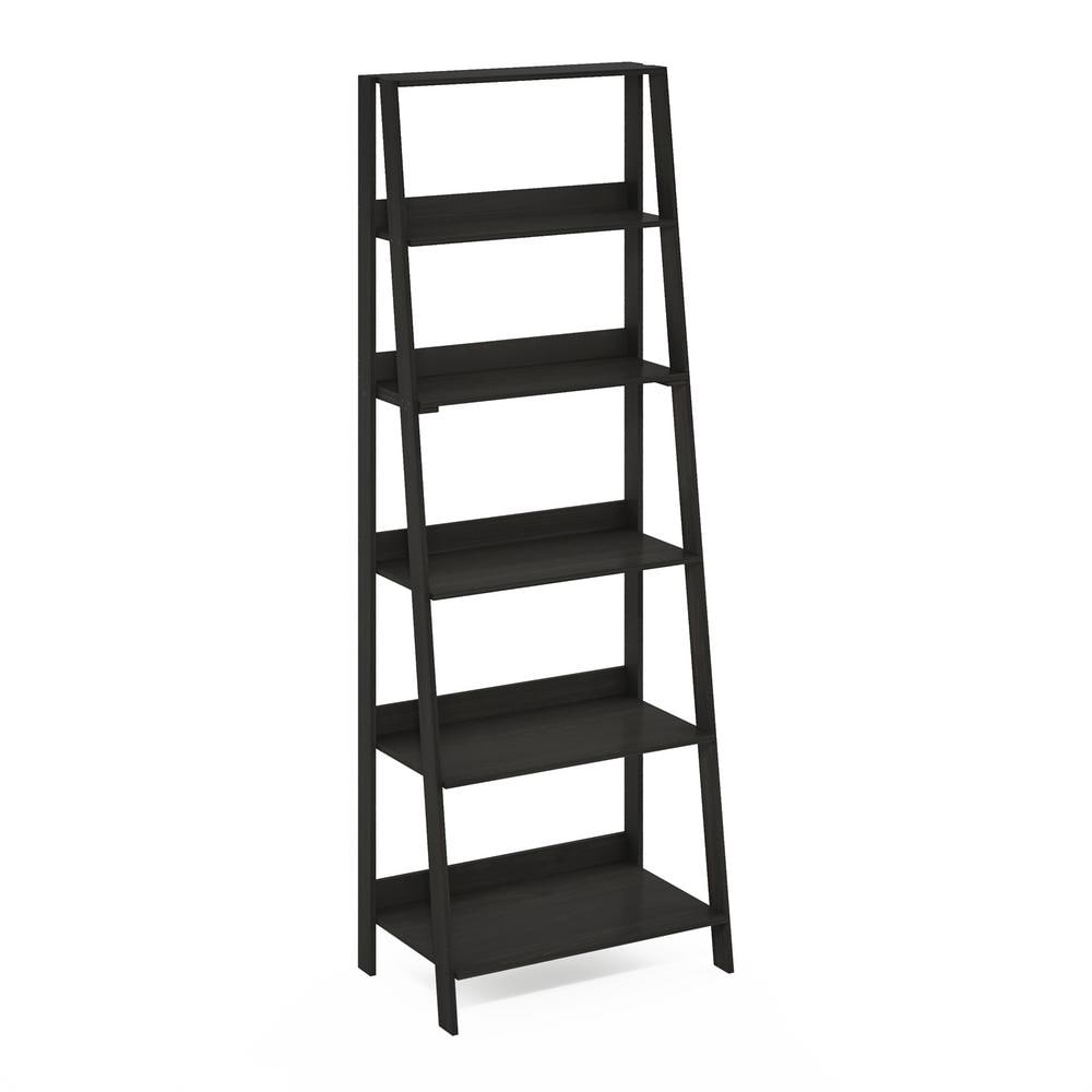Espresso Wood 6-Tier Ladder Bookcase Display Shelf