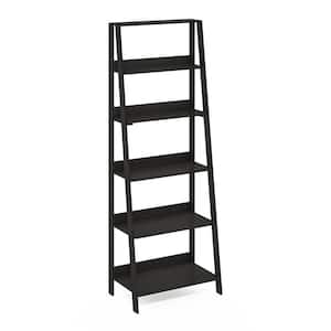 66.22 in. tall Espresso Wood 6-Shelf Ladder Bookcase