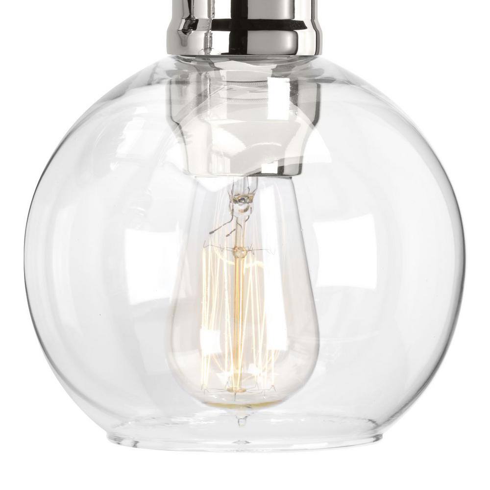 Polished Nickel Three-Light Chandelier with Clear Glass Shades