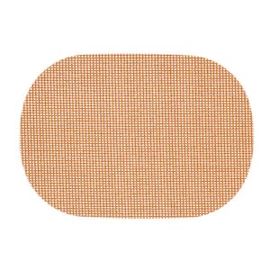 Fishnet 17 in. x 12 in. Toffee PVC Covered Jute Oval Placemat (Set of 6)