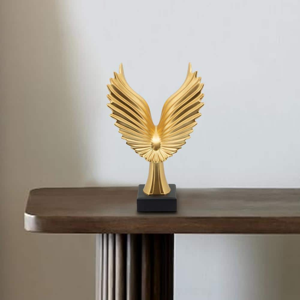 Benjara 20 in. Gold Custom Resin Eagle Design Table Decor with Block ...