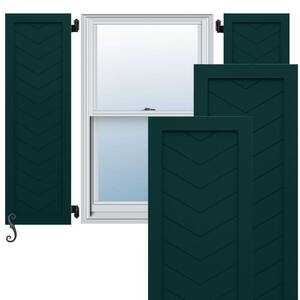 EnduraCore Single Panel Chevron Modern Style 18-in W x 34-in H Raised Panel Composite Shutters Pair in Thermal Green