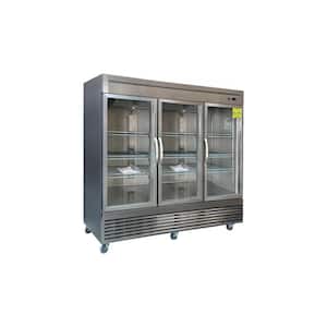 83 in. 64.80 cu. ft. 3-Glass Door Commercial Refrigerator NSF E64RG Stainless