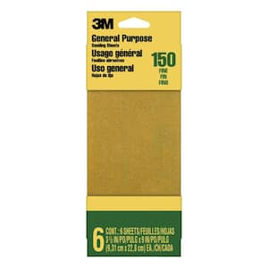 3-2/3 in. x 9 in. Fine Aluminum Oxide Sanding Sheets (6-Pack)