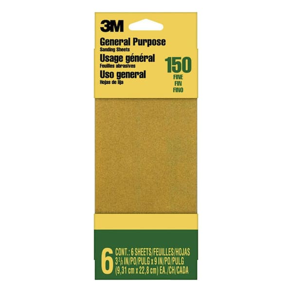 3M 3-2/3 in. x 9 in. Fine Aluminum Oxide Sanding Sheets (6-Pack)