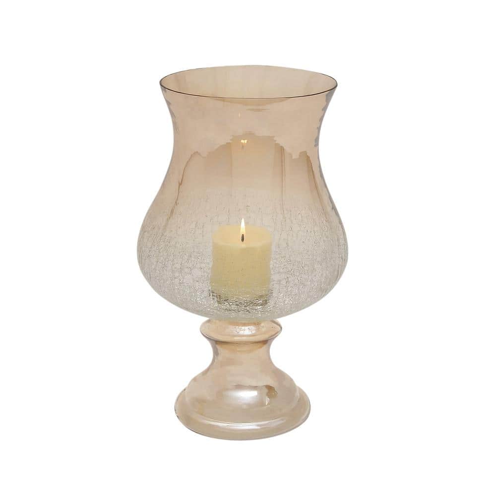 16 in. Gold Glass Handmade Turned Style Pillar Hurricane Lamp price history on PriceWatchPro