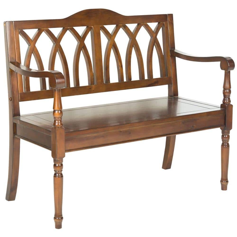 Benjamin Dark Teak Pine Wood Gothic Bench