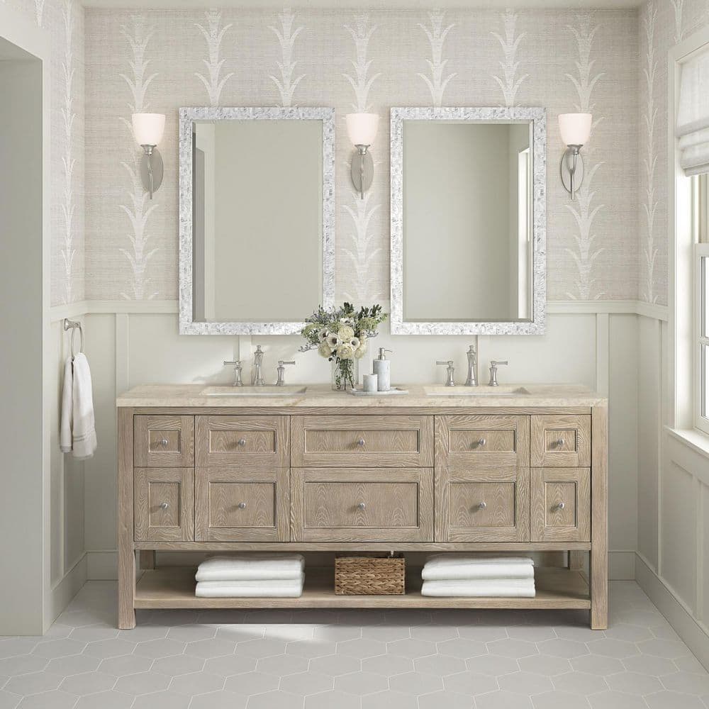 Breckenridge 72.0 in. Double Bath Vanity in Whitewashed Oak with Tajnar Engineered Composite Top price history on PriceWatchPro