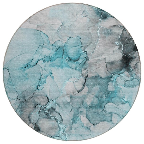 Addison Rugs Chantille ACN520 Teal 8 ft. x 8 ft. Round Machine Washable Indoor/Outdoor Geometric Area Rug