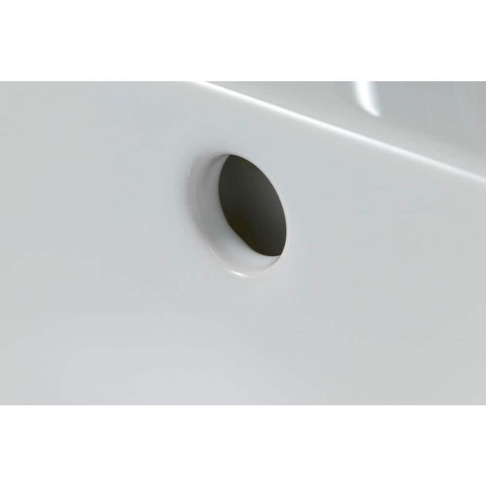 White Ceramic Wall-Mount Bathroom Sink with Overflow