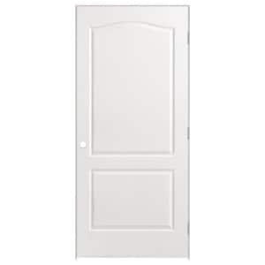 36 in. x 80 in. 2-Panel Arch Top Left-Handed Hollow-Core Textured Primed Composite Single Prehung Interior Door
