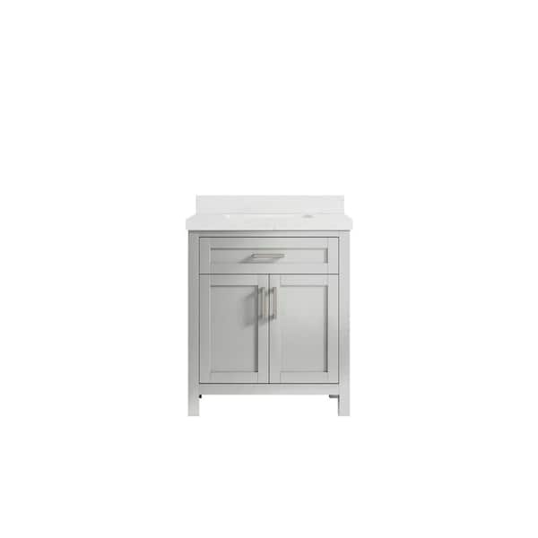Willow Collections Cambridge 30 in. W x 22 in. D x 36 in. H Bath Vanity in Gray with 2 in Empira Quartz Top