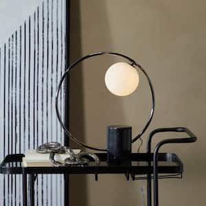 18 in. Black Marble Round Task and Reading Table Lamp
