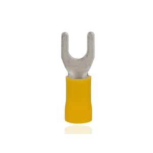 Pack of 100 12-10 Wire Size Yellow Morris Products 11718 Locking Spade Terminal #10 Stud Size Vinyl Insulated 