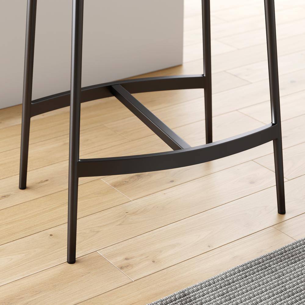 Vintage Brown-Matte Black Backless Saddle Leather Barstool