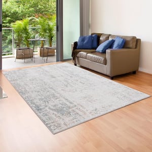 Michaela Drae Gray/Taupe 7 ft. 10 in. x 9 ft. 10 in. Contemporary Carved Abstract Polyester Area Rug