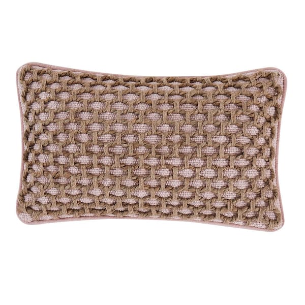 Boho Living Jada Geometric Blush 12 in. x 20 in. Braided Jute Decorative Throw Pillow