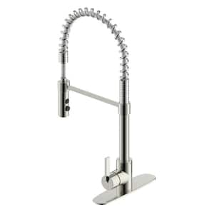 Palais Royal Single Handle 1 or 3 Hole Pull-Out Sprayer Kitchen Spring Coil Faucet in Brushed Nickel