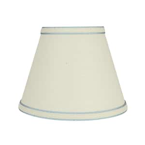 9 in. x 7 in. Off White with Light Blue Trim Hardback Empire Lamp Shade