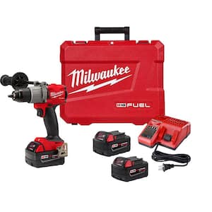 M18 FUEL 18V Lithium-Ion Brushless Cordless 1/2 in. Hammer Drill Driver Kit w/Three 5.0 Ah Batteries and Hard Case