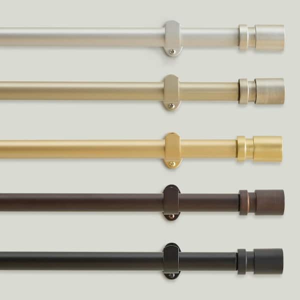 Tribeca 1" Single Curtain Rod with Cylinder End Cap Finial, Soft Gold -32"W x 78"L