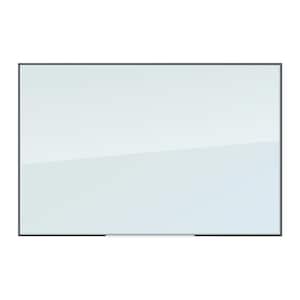 35 in. L x 23 in W. Glass Dry Erase Memo Board White Frosted Surface Metal Frame