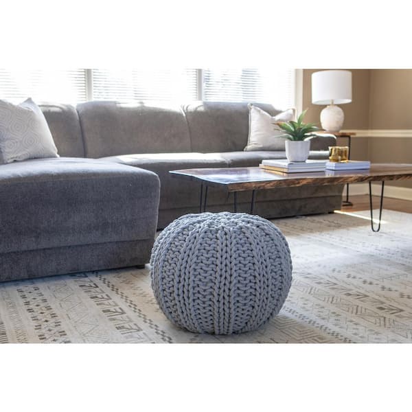 Decor Therapy Garcia Gray Knit Pouf
