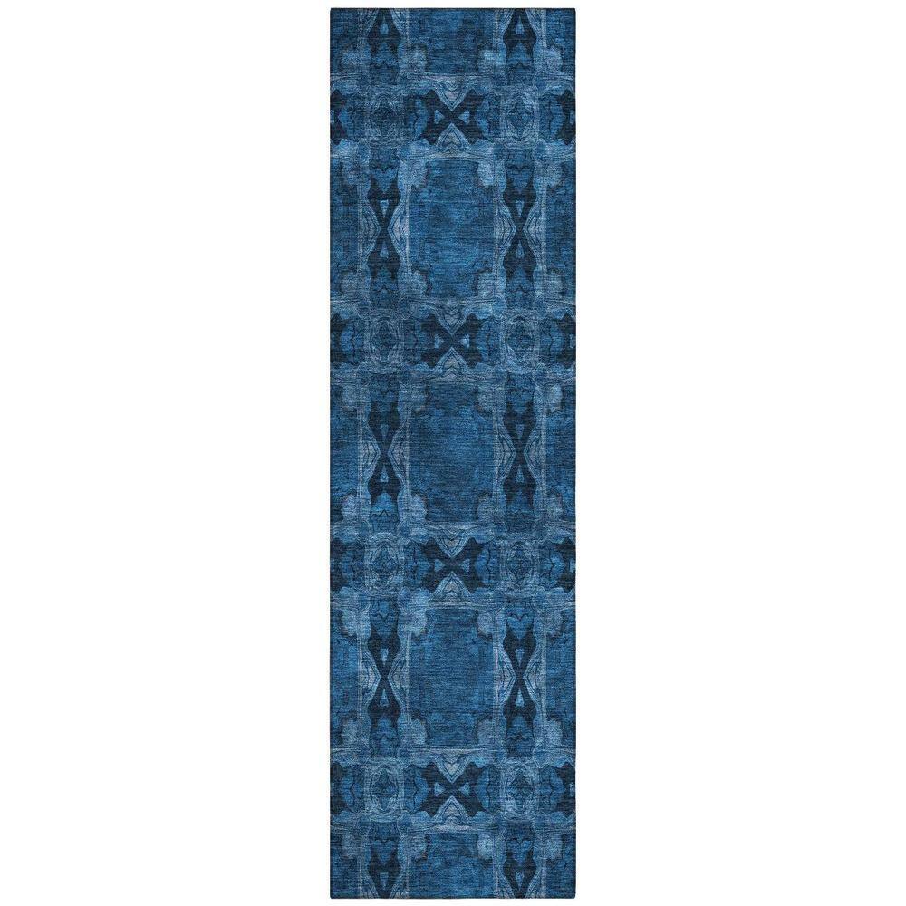 Navy and Gray 2 ft. x 8 ft. Woven Floral;Medallion Runner Indoor/Outdoor Area Rug price history on PriceWatchPro
