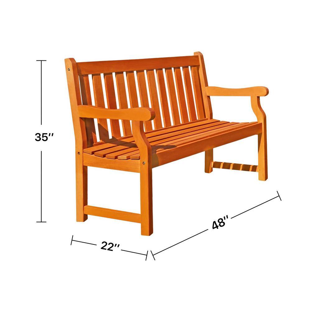 Outdoor Patio 4 Ft Wood Garden Bench V206e The Home Depot 3635