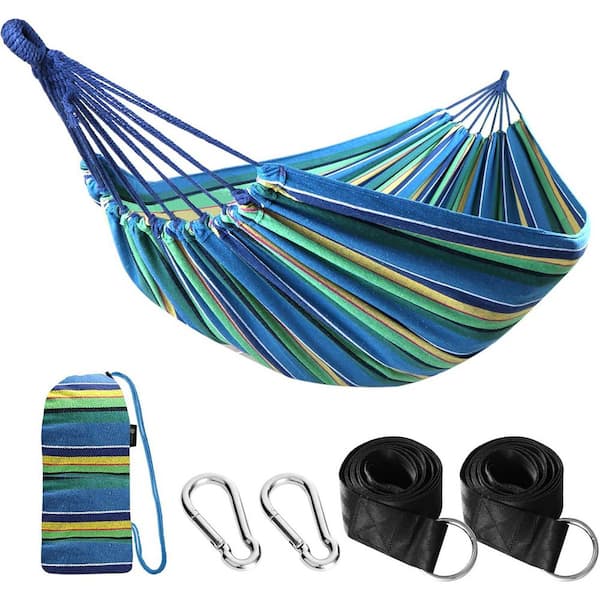 12 ft. Portable Camping Hammocks for Hanging Sturdy Hammock with Tree Straps Up to 660 lbs. in Blue/Yellow/Green