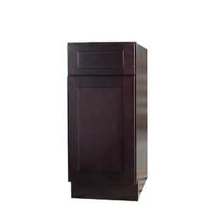 Bremen Ready to Assemble 12x34.5x24 in. Shaker Base Cabinet with 1-Door and 1-Drawer in Espresso