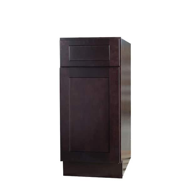 Bremen Cabinetry Bremen Ready to Assemble 12x34.5x24 in. Shaker Base Cabinet with 1-Door and 1-Drawer in Espresso