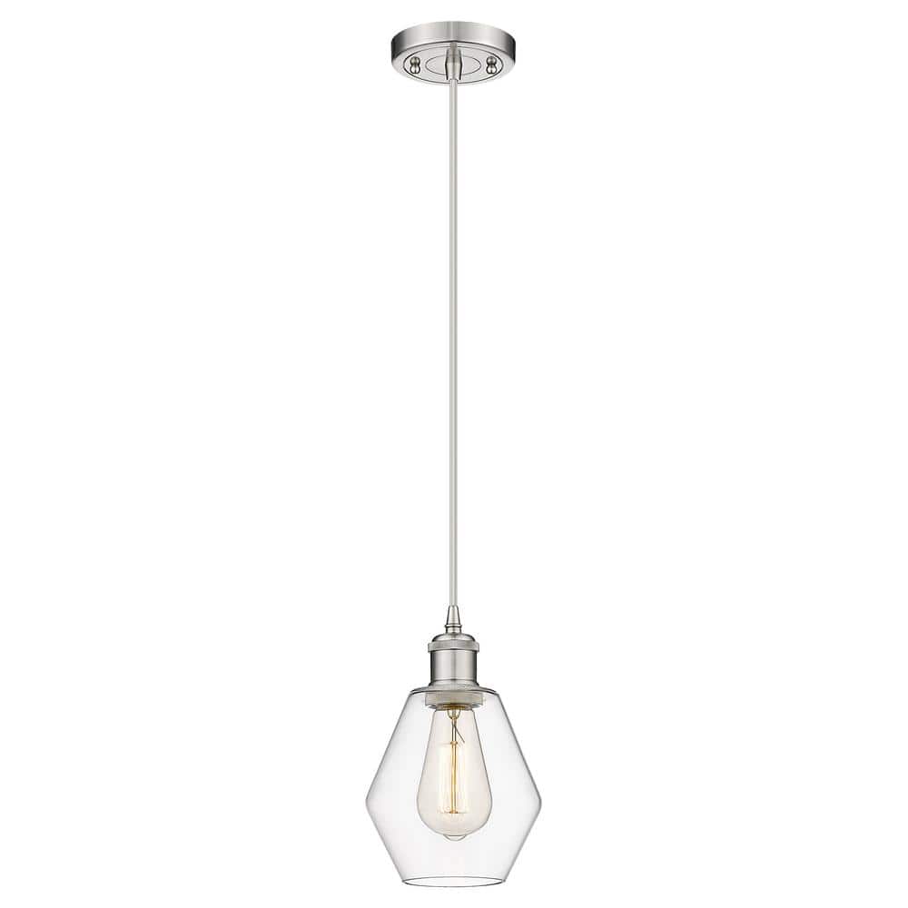 Cindyrella 100-Watt 1-Light Brushed Satin Nickel Standard Mini Pendant Light with Clear Glass Shade, No Bulbs Included price history on PriceWatchPro
