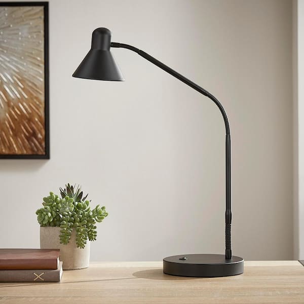 Hampton Bay 15.5 in. Black Indoor LED Desk Lamp