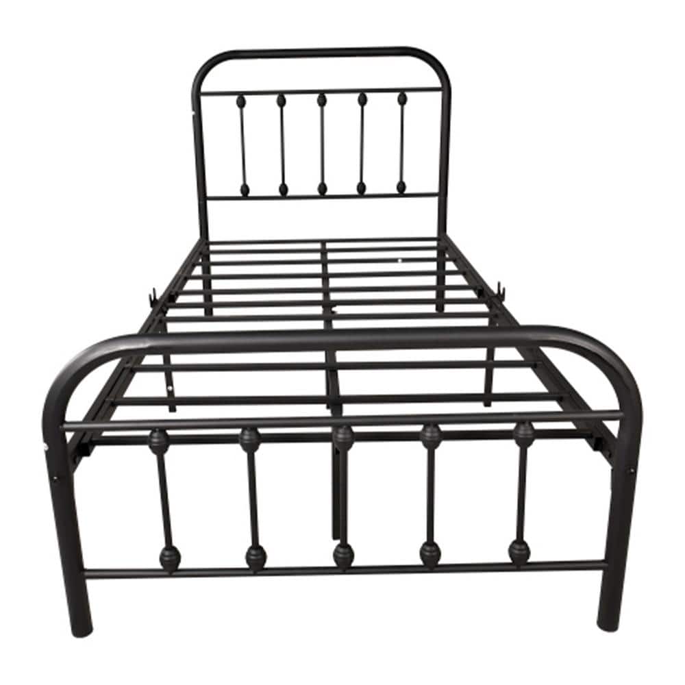 Black Simple Metal Bed Frame with Storage Space at the Bottom of the Bed-Tw