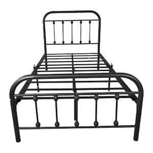 Black Simple Metal Bed Frame with Storage Space at the Bottom of the Bed-Twin Sizie