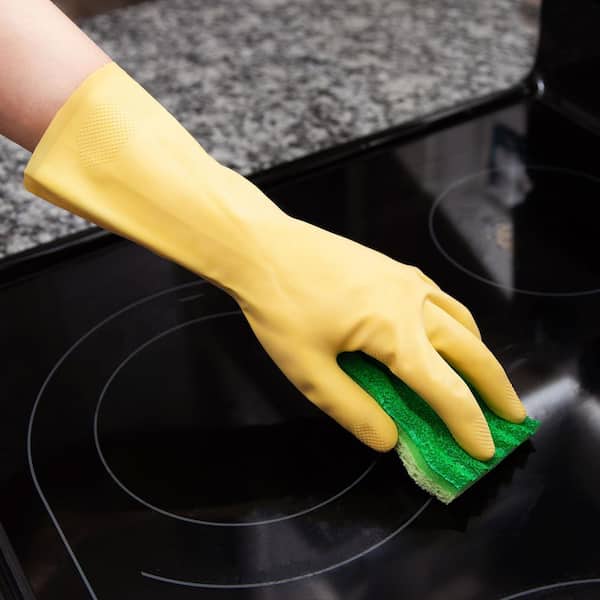 Large Latex All-Purpose Reusable Rubber Gloves in Yellow (10-Pair)