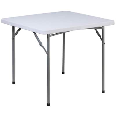 33.75 in. Granite White Plastic Tabletop Metal Frame Folding Table
