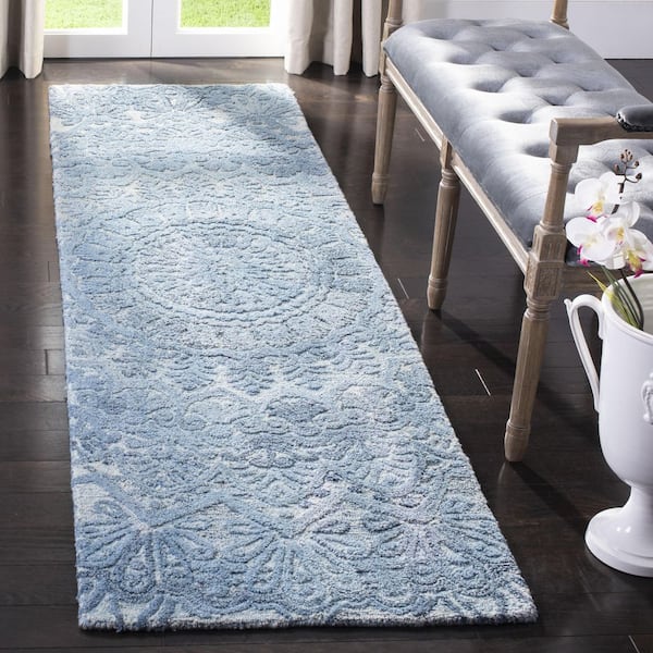 Marquee 2 ft. x 10 ft. Blue/Ivory Oriental Runner Rug