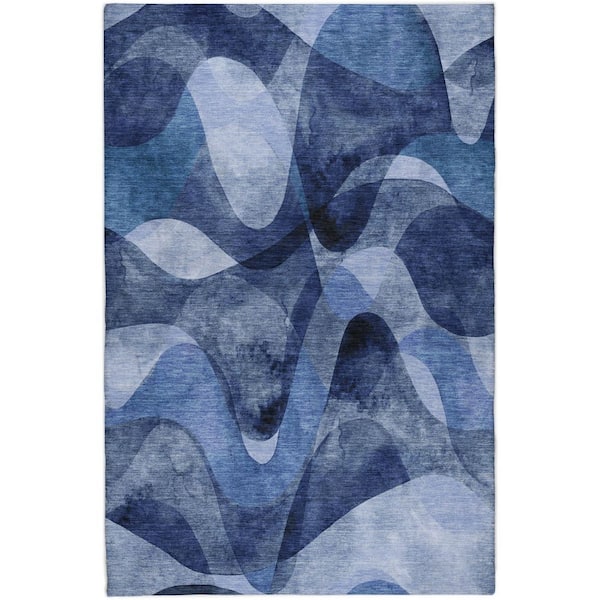 Dream Shag Premium Machine Washable Abstract ADS536 Navy 3 ft. x 5 ft. Area Rug
