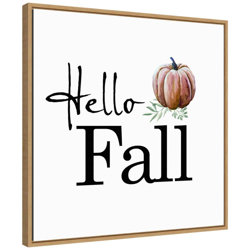 Hello Fall Pumpkin Print on Canvas with Maple Frame