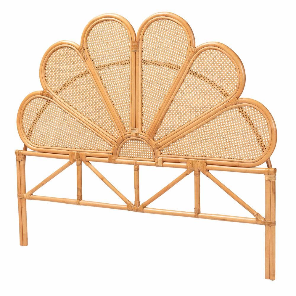 Flower Light Honey Brown Rattan Queen Standalone Headboard - thumbnail 6