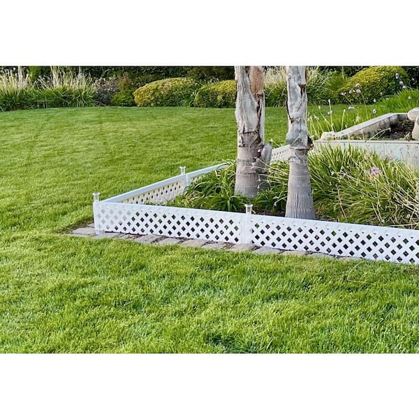 24 ft. x 7 in. White PVC Modular Landscape Edging Kit-No-Dig Garden Boarder Fence (6-Pack)
