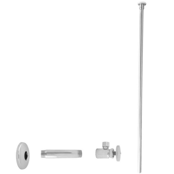 Westbrass 1/2 in. IPS x 3/8 in. O. D. x 20 in. Flat Head Toilet Kit with Round Handles, Powder Coat White