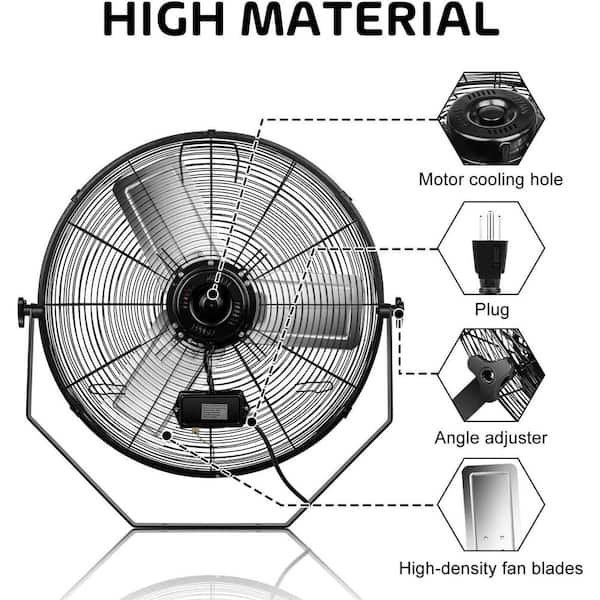 Hampton Bay 24 in. 3-Speed Oscillating High Velocity Black Wall Mount Fan  with 3 Blades 82024 - The Home Depot
