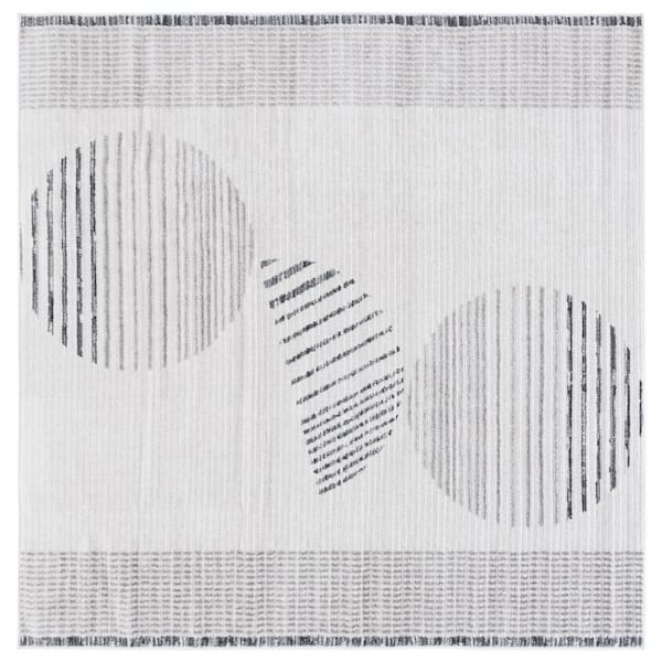 SAFAVIEH Alamo Ivory/Gray 7 ft. x 7 ft. Modern Geometric Square Area Rug